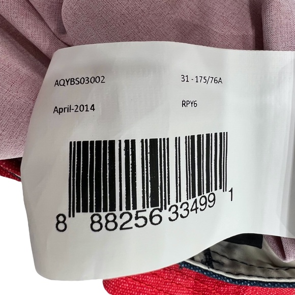 QUICKSILVER RED CHECKERBOARD WITH BLUE WAISTBAND BOARD SHORTS - Picture 8 of 13